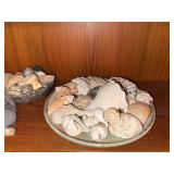 Decorative Seashell & Beach Stone Collection with Bowls and Plate