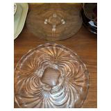 Vintage Pink Depression Glass Serving Plates Etched Floral & Swirl