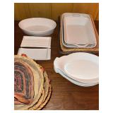 Assorted Ceramic Bakeware Serving Dishes & Decorative Baskets Lot