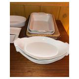 Assorted Ceramic Bakeware Serving Dishes & Decorative Baskets Lot