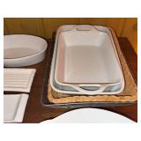 Assorted Ceramic Bakeware Serving Dishes & Decorative Baskets Lot