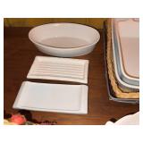 Assorted Ceramic Bakeware Serving Dishes & Decorative Baskets Lot