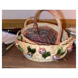 Assorted Ceramic Bakeware Serving Dishes & Decorative Baskets Lot