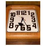 Howard Miller Model 610 Square Wall Clock Faux Oak Retro Numerals