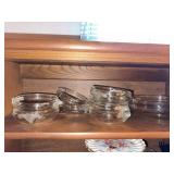 Vintage Clear Glass Frosted Grape Fruit Bowls & Serving Bowl Set