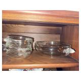 Vintage Clear Glass Frosted Grape Fruit Bowls & Serving Bowl Set