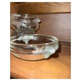 Vintage Clear Glass Frosted Grape Fruit Bowls & Serving Bowl Set