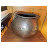 Antique Hammered Copper Hanging Pot Cauldron Primitive Decor