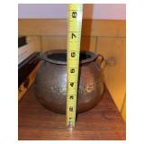 Antique Hammered Copper Hanging Pot Cauldron Primitive Decor