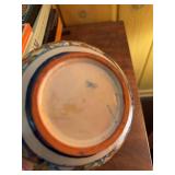 Hand Painted Talavera Style Pottery Ginger Jar w Lid Blue Multicolor