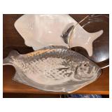 Vintage Fish Serving Dishes Glass Pottery Buenilum Aluminum