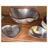 Nambe Metal Serving Bowl Set Heart Triangle & Large Bowl 579