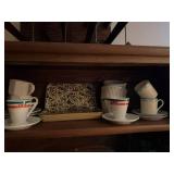 Assorted Ceramic Espresso Cups Saucers Ramekins & Floral Trays Lot