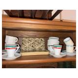 Assorted Ceramic Espresso Cups Saucers Ramekins & Floral Trays Lot