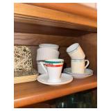 Assorted Ceramic Espresso Cups Saucers Ramekins & Floral Trays Lot