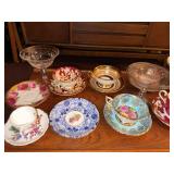 Vintage Mismatched Tea Party China & Glass Serving Pieces Decor Lot