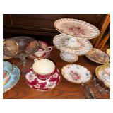 Vintage Mismatched Tea Party China & Glass Serving Pieces Decor Lot
