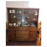 Mid Century Modern Walnut China Cabinet Display Hutch Breakfront