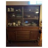 Mid Century Modern Walnut China Cabinet Display Hutch Breakfront