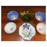 Lot of Assorted Blue White Porcelain Bowls & Art Pottery Plate