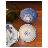 Lot of Assorted Blue White Porcelain Bowls & Art Pottery Plate