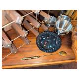 Mid Century Modern Barware Decor Lot Wine Rack Acorn Serving Dish