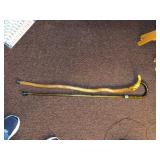 Pair of Vintage Walking Canes Wood & Woven Rattan Crook Handles