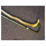 Pair of Vintage Walking Canes Wood & Woven Rattan Crook Handles