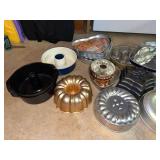 Lot of Assorted Vintage Bundt Tube Cake Pans Copper Glass Bakeware