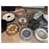 Lot of Assorted Vintage Bundt Tube Cake Pans Copper Glass Bakeware