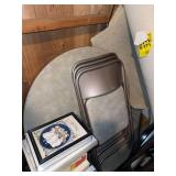 Round Folding Card Table with 4 Matching Padded Chairs Set