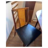 Mid Century Modern Wood Dining Table & 4 Cane Back Chairs Set