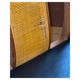 Mid Century Modern Wood Dining Table & 4 Cane Back Chairs Set