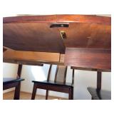 Mid Century Modern Wood Dining Table & 4 Cane Back Chairs Set