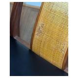 Mid Century Modern Wood Dining Table & 4 Cane Back Chairs Set