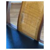 Mid Century Modern Wood Dining Table & 4 Cane Back Chairs Set