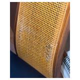 Mid Century Modern Wood Dining Table & 4 Cane Back Chairs Set