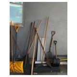 Lot of Assorted Yard & Garden Tools Step Ladder Snow Shovels Rakes