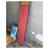 Vintage Alpine Glider Wood Toboggan Sled Red Canvas Blue Trim