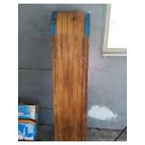 Vintage Alpine Glider Wood Toboggan Sled Red Canvas Blue Trim