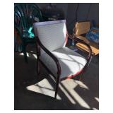 Mahogany Finish Upholstered Accent Arm Chair Geometric Fabric