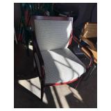Mahogany Finish Upholstered Accent Arm Chair Geometric Fabric