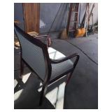 Mahogany Finish Upholstered Accent Arm Chair Geometric Fabric
