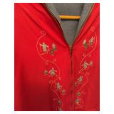 Vintage Newfoundland Parka Red Wool Lined Fur Trim Ski Embroidered