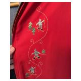 Vintage Newfoundland Parka Red Wool Lined Fur Trim Ski Embroidered
