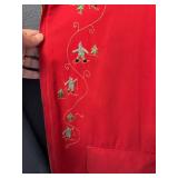 Vintage Newfoundland Parka Red Wool Lined Fur Trim Ski Embroidered