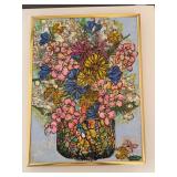Vintage Signed Mixed Media Floral Still Life Framed Wall Art