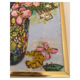 Vintage Signed Mixed Media Floral Still Life Framed Wall Art