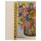Vintage Signed Mixed Media Floral Still Life Framed Wall Art