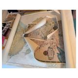 Vintage Minnesota Map Prints & Ipswich Bay Gloucester Harbor Chart Lot